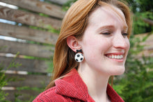 Load image into Gallery viewer, Bow Soccer Ball Earrings