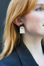 Load image into Gallery viewer, Bow Ghost Earrings - Light Pink Shimmer