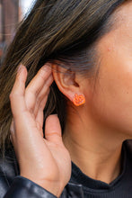Load image into Gallery viewer, Jack O' Lantern Pumpkin Studs - Orange Glitter