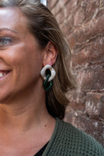 Load image into Gallery viewer, Betsy Earrings - Neutral & Forest Green