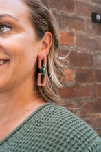 Load image into Gallery viewer, Tabitha Earrings - Vintage Rose & Forest Green