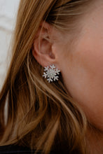Load image into Gallery viewer, Snowflake Studs - Silver Glitter