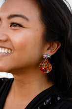 Load image into Gallery viewer, Vintage Ornament Earrings - Red Tinsel