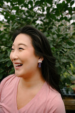 Load image into Gallery viewer, Bow Bunny Earrings - Purple Glitter