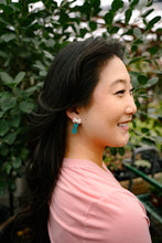 Load image into Gallery viewer, Bow Bunny Earrings - Blue Glitter