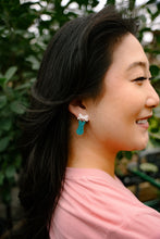 Load image into Gallery viewer, Bow Bunny Earrings - Blue Glitter