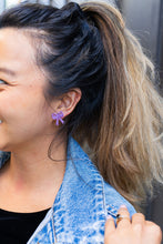 Load image into Gallery viewer, Bow Studs - Purple Glitter