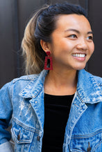 Load image into Gallery viewer, Avery Earrings - Red Glitter