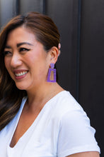 Load image into Gallery viewer, Avery Earrings - Purple Glitter