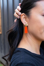 Load image into Gallery viewer, Mia Mini Earrings - Orange Glitter