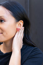 Load image into Gallery viewer, Bow Studs - Red Glitter
