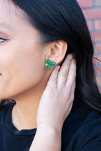Load image into Gallery viewer, Bow Studs - Green Glitter