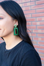 Load image into Gallery viewer, Avery Earrings - Green Glitter