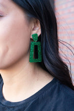 Load image into Gallery viewer, Avery Earrings - Green Glitter