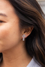 Load image into Gallery viewer, Cross Studs - Silver Glitter