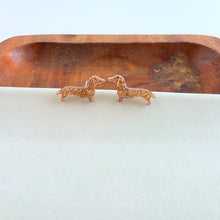Load image into Gallery viewer, Dainty Dachshund Studs - Brown Glitter