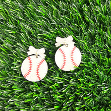 Load image into Gallery viewer, Bow Baseball Earrings