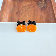 Load image into Gallery viewer, Bow Pumpkin Patch Earrings - Orange