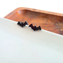 Load image into Gallery viewer, Bat Studs - Black Glitter
