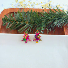 Load image into Gallery viewer, Christmas Tree Studs - Pink Tinsel