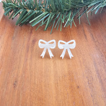 Load image into Gallery viewer, Bow Studs - White Shimmer