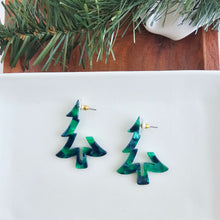 Load image into Gallery viewer, Christmas Tree Hoops - Dark Green