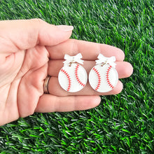 Load image into Gallery viewer, Bow Baseball Earrings