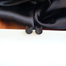 Load image into Gallery viewer, Dainty Cat Studs - Black Glitter
