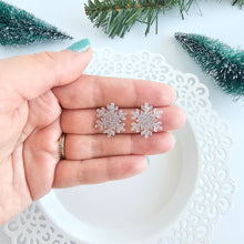 Load image into Gallery viewer, Snowflake Studs - Silver Glitter