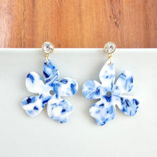 Load image into Gallery viewer, Petunia Earrings - Greek Goddess Blue