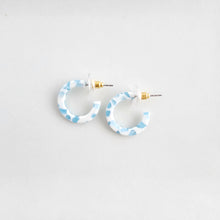 Load image into Gallery viewer, Micro Cam Mini Hoops - Pastel Blue Dot