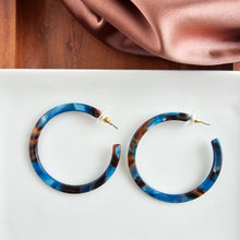 Load image into Gallery viewer, Cameron Hoops - Mocha & Blue