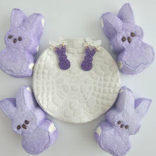 Load image into Gallery viewer, Bow Bunny Earrings - Purple Glitter