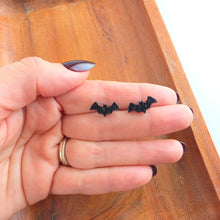 Load image into Gallery viewer, Bat Studs - Black Glitter