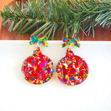 Load image into Gallery viewer, Vintage Ornament Earrings - Red Tinsel