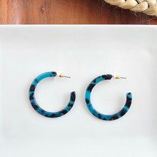 Load image into Gallery viewer, Camy Hoops - Blue Tortoise