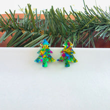 Load image into Gallery viewer, Christmas Tree Studs - Green Tinsel