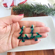 Load image into Gallery viewer, Christmas Tree Hoops - Dark Green
