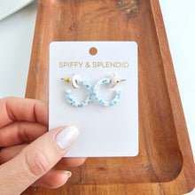 Load image into Gallery viewer, Micro Cam Mini Hoops - Pastel Blue Dot