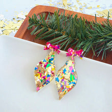 Load image into Gallery viewer, Vintage Ornament Earrings - Gold Tinsel