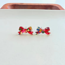 Load image into Gallery viewer, Noelle Bow Studs - Red Tinsel