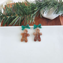 Load image into Gallery viewer, Bow Gingerbread Earrings - Green Shimmer