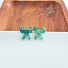Load image into Gallery viewer, Bow Studs - Green Shimmer