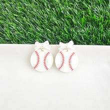 Load image into Gallery viewer, Bow Baseball Earrings