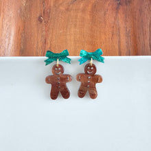 Load image into Gallery viewer, Bow Gingerbread Earrings - Green Shimmer