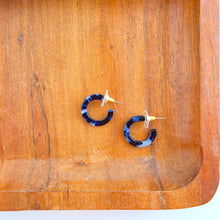 Load image into Gallery viewer, Micro Hoops - Midnight Marble