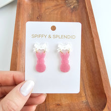 Load image into Gallery viewer, Bow Bunny Earrings - Pink Glitter