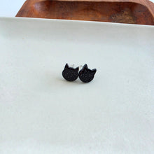 Load image into Gallery viewer, Dainty Cat Studs - Black Glitter
