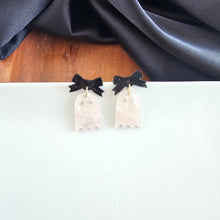 Load image into Gallery viewer, Mini Bow Ghost Earrings - Light Pink Shimmer