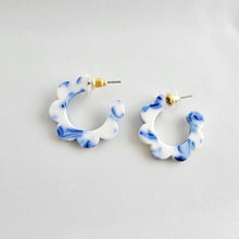 Load image into Gallery viewer, Flora Mini Hoops - Greek Goddess Blue
